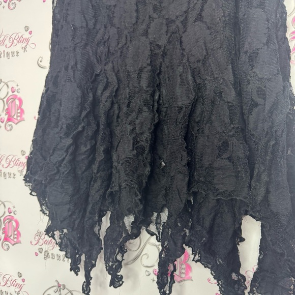 Skirt lace fairy bottom asymmetrical hem frilly Lacie black gothic goth punk y2k - Picture 5 of 7